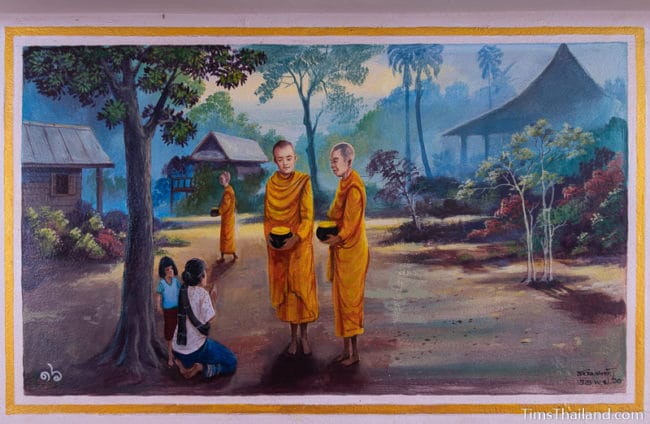 painting of monks collecting alms