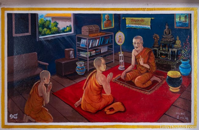 painting of monks talking