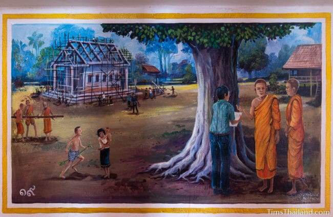 painting of temple building under construction