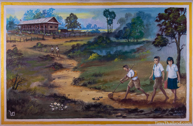 painting of children walking to school