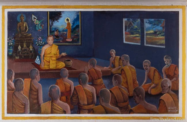 painting of many monks sitting together