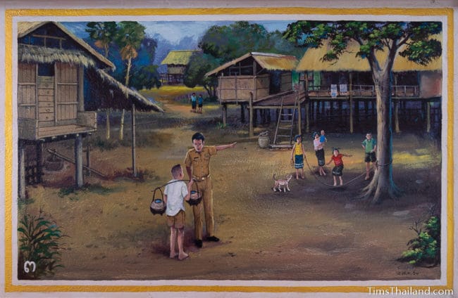 painting of boy carrying water at school