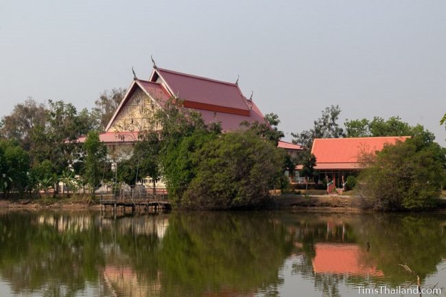 temple sala seen from far side of a pond