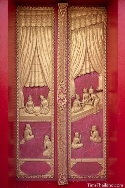 woodcarving of Buddha's marriage