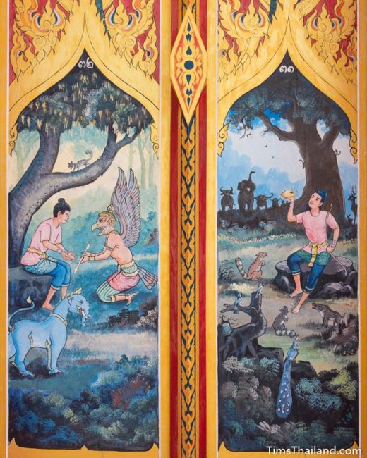 painting on Sin Sai story on doors