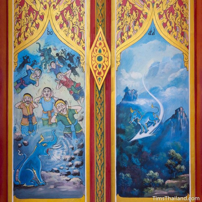 painting on Sin Sai story on window shutters