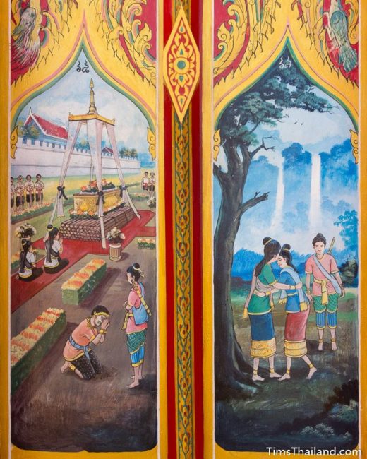 painting on Sin Sai story on doors