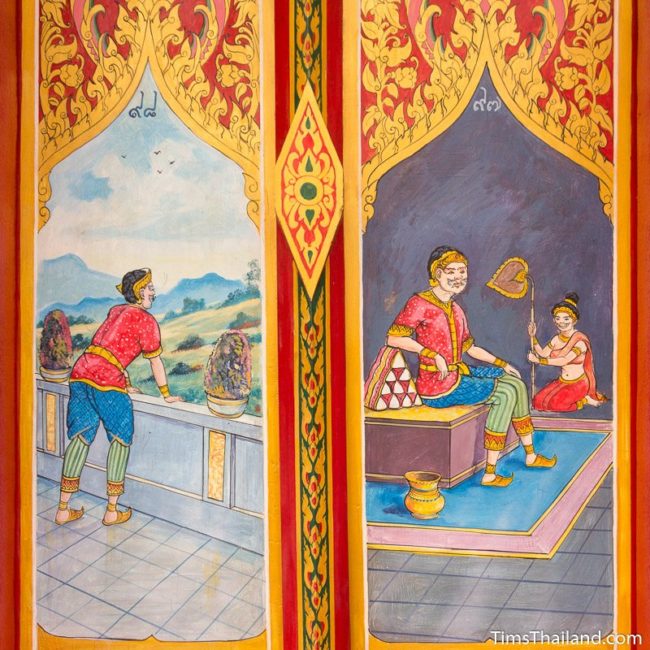 painting on Sin Sai story on window shutters