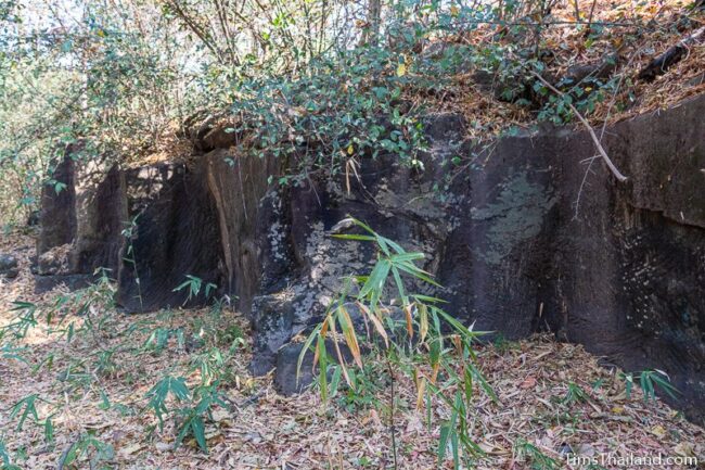 rock wall with cut marks