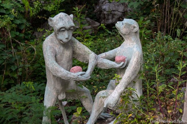 two monkey statues