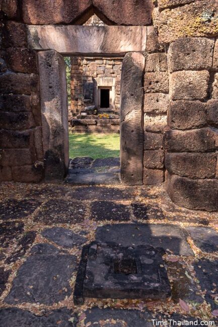interior of gopura with receptacle on ground