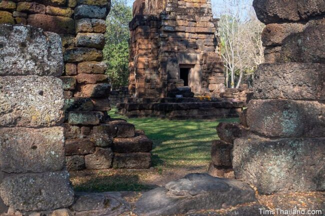 view of prang seen through opening in outer wall