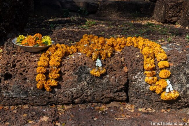 flower offerings on front steps on prang