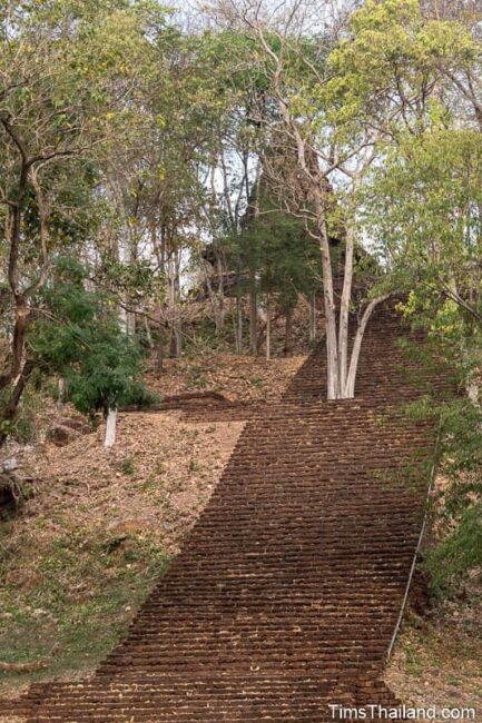 steep steps leading up to ancient stupa