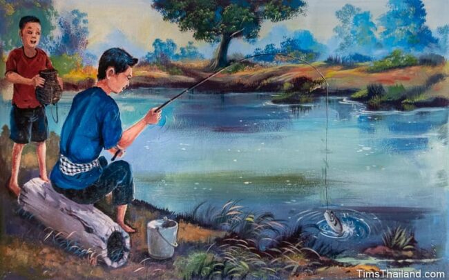 man and boy fishing