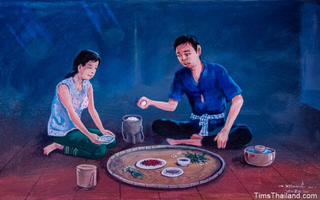 man and woman eating
