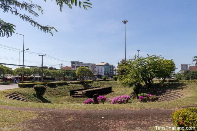 view of Khmer bridge in park