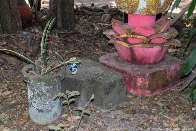 sandstone block at the base of Guanyin statue