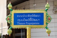 <b>Ban Phai, Khon Kaen province</b><br>A person at city hall said these are supposed to be lotuses, but neither lotus flowers or bulbs look like this, so I don't know what the real story is. Flower street sign from Ban Phai, Khon Kaen province