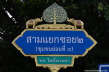 <b>Pho Phraya, Suphanburi province</b><br>The town was named Pho Phraya because it had many Bodhi (”Pho”) trees, and in the Ayutthaya era when soldiers from the capital headed off to battle, generals and other important leaders (“Phraya”) would camp under them for a night. bodhi leaf and on top of a street sign